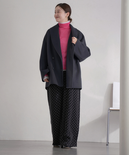 IENA（イエナ）の「《追加2》Super160 ショールカラーハーフコート（その他アウター・レディース・チャコールグレー/ブラウン/ベージュ・36/38）」の4枚目の写真