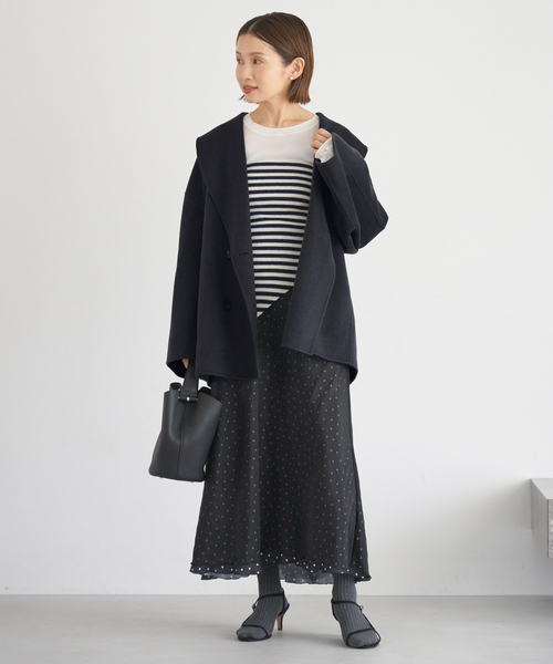 IENA（イエナ）の「《追加2》Super160 ショールカラーハーフコート（その他アウター・レディース・チャコールグレー/ブラウン/ベージュ・36/38）」の5枚目の写真