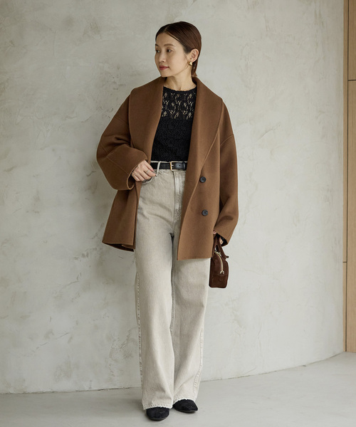 IENA（イエナ）の「《追加2》Super160 ショールカラーハーフコート（その他アウター・レディース・チャコールグレー/ブラウン/ベージュ・36/38）」の7枚目の写真