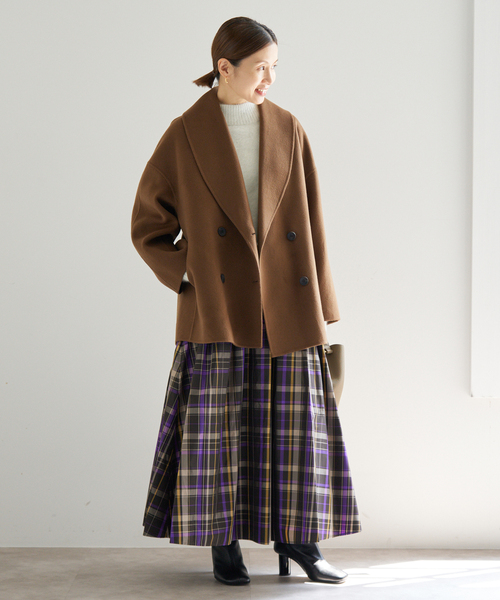 IENA（イエナ）の「《追加2》Super160 ショールカラーハーフコート（その他アウター・レディース・チャコールグレー/ブラウン/ベージュ・36/38）」の8枚目の写真