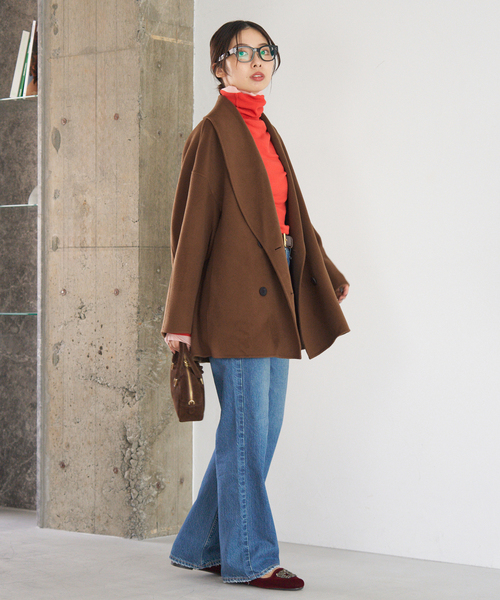 IENA（イエナ）の「《追加2》Super160 ショールカラーハーフコート（その他アウター・レディース・チャコールグレー/ブラウン/ベージュ・36/38）」の9枚目の写真