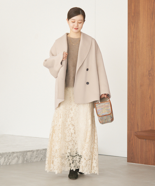 IENA（イエナ）の「《追加2》Super160 ショールカラーハーフコート（その他アウター・レディース・チャコールグレー/ブラウン/ベージュ・36/38）」の12枚目の写真