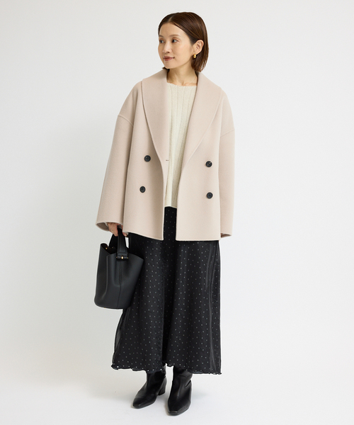 IENA（イエナ）の「《追加2》Super160 ショールカラーハーフコート（その他アウター・レディース・チャコールグレー/ブラウン/ベージュ・36/38）」の13枚目の写真