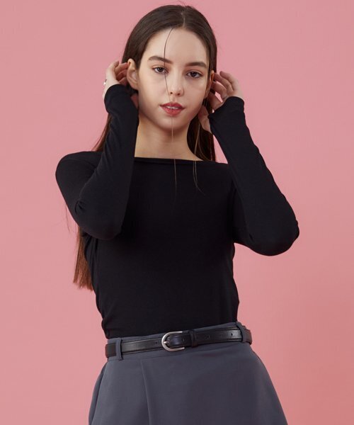 KOLEAT（コレット）の「[ウォーマー ver.] スリムデイリーラウンドネックウォーマー長袖Tシャツ [ブラック] インナーバージョン（Tシャツ/カットソー・レディース・その他・FREE）」の3枚目の写真