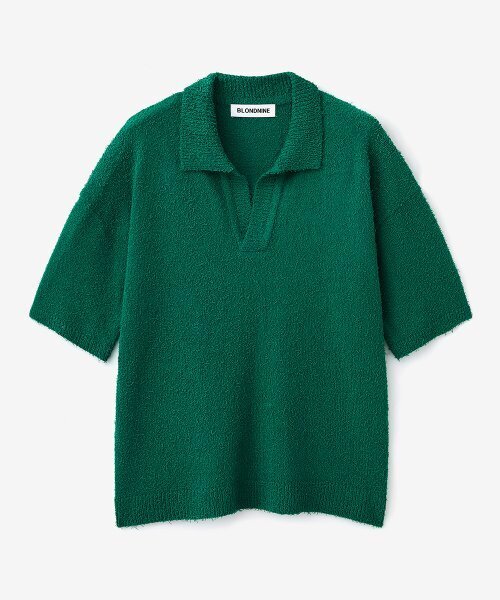 BLOND9（ブロンドナイン）の「テールヤンオープンカラ半袖ニット_グリーン（ニット/セーター・メンズ・グリーン・LARGE/MEDIUM/X-LARGE）」の2枚目の写真