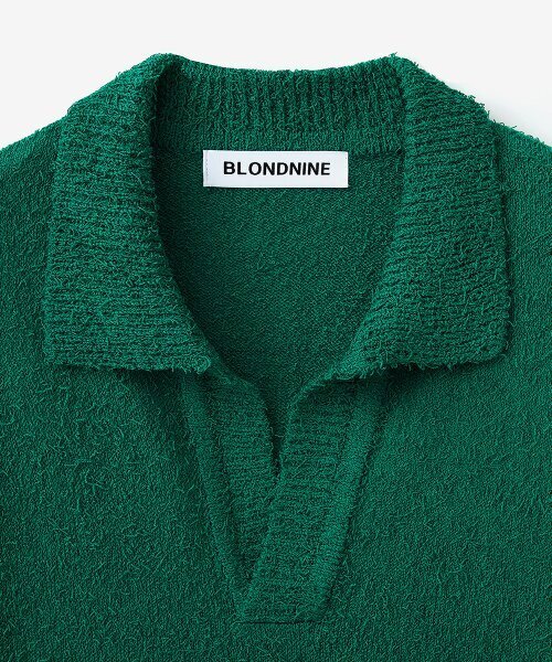 BLOND9（ブロンドナイン）の「テールヤンオープンカラ半袖ニット_グリーン（ニット/セーター・メンズ・グリーン・LARGE/MEDIUM/X-LARGE）」の3枚目の写真