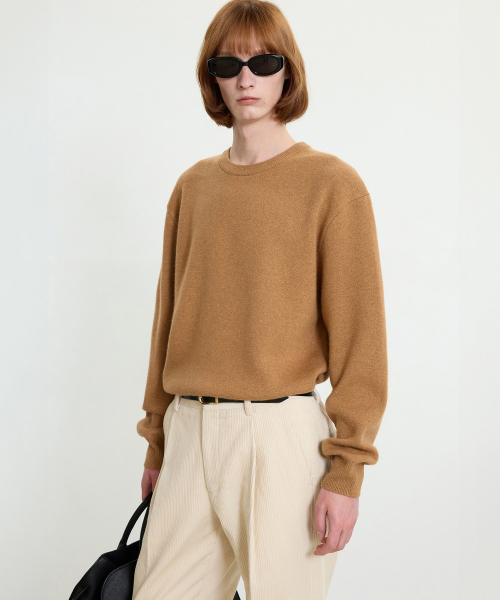 Wool Blended Round Neck Sweater (Camel) TNSW5F105CM