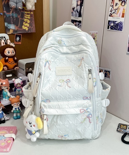 pyornim(ピョルニム)の「【A4サイズ対応】大容量 リボン柄 ガーリー リュック バックパック(バックパック/リュック・レディース・ピンク/ホワイト/ブルー/ブラック・F)」の13枚目の写真