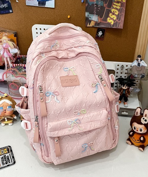 pyornim(ピョルニム)の「【A4サイズ対応】大容量 リボン柄 ガーリー リュック バックパック(バックパック/リュック・レディース・ピンク/ホワイト/ブルー/ブラック・F)」の18枚目の写真