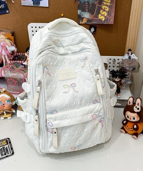 pyornim(ピョルニム)の「【A4サイズ対応】大容量 リボン柄 ガーリー リュック バックパック(バックパック/リュック・レディース・ピンク/ホワイト/ブルー/ブラック・F)」の14枚目の写真