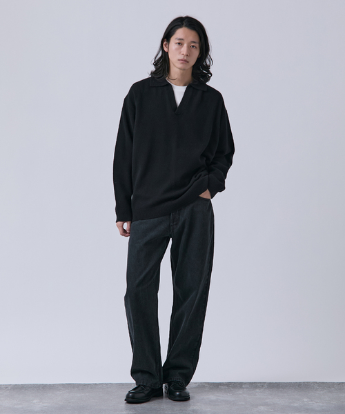 B.C STOCK（ベーセーストック）の「【BOYCOM/ボイコム】カシミヤブレンド スキッパーニット（ニット/セーター・メンズ・グレー/ブラック/レッド/ブラウン・LARGE/MEDIUM）」の5枚目の写真