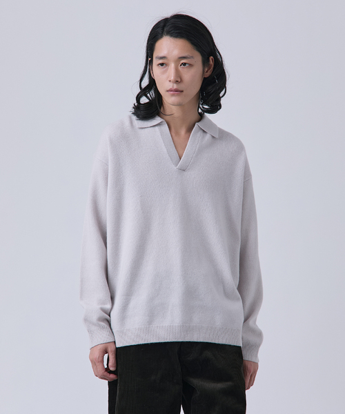 B.C STOCK（ベーセーストック）の「【BOYCOM/ボイコム】カシミヤブレンド スキッパーニット（ニット/セーター・メンズ・グレー/ブラック/レッド/ブラウン・LARGE/MEDIUM）」の10枚目の写真