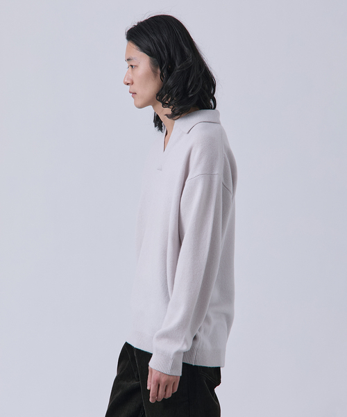 B.C STOCK（ベーセーストック）の「【BOYCOM/ボイコム】カシミヤブレンド スキッパーニット（ニット/セーター・メンズ・グレー/ブラック/レッド/ブラウン・LARGE/MEDIUM）」の11枚目の写真