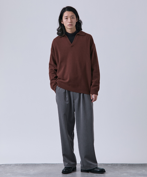 B.C STOCK（ベーセーストック）の「【BOYCOM/ボイコム】カシミヤブレンド スキッパーニット（ニット/セーター・メンズ・グレー/ブラック/レッド/ブラウン・LARGE/MEDIUM）」の13枚目の写真