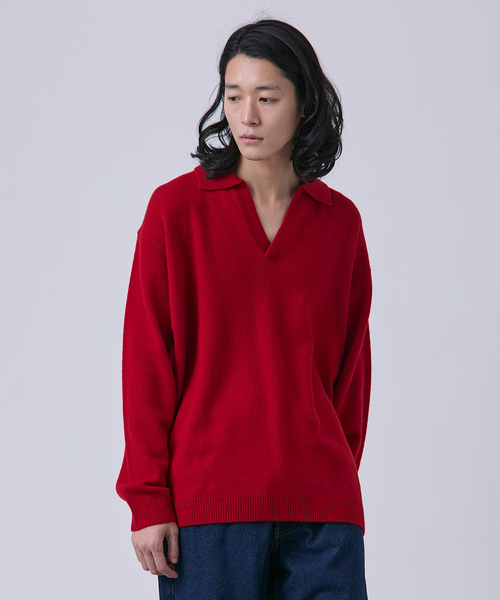 B.C STOCK（ベーセーストック）の「【BOYCOM/ボイコム】カシミヤブレンド スキッパーニット（ニット/セーター・メンズ・グレー/ブラック/レッド/ブラウン・LARGE/MEDIUM）」の18枚目の写真