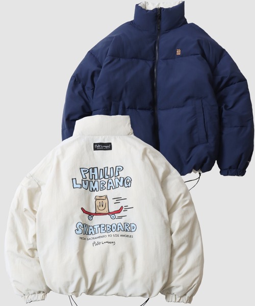 Philip Lumbang（フィリップランバン）の「Philip Lumbang/フィリップ・ランバン 2WAY リバーシブル オーバーサイズ ドローコード パファージャケット パデッドジャケット ファイバーダウンジャケット レディース メンズ（ダウンジャケット/コート・メンズ・ネイビー/ブラック/カーキ/オフホワイト・M/L/XL）」の4枚目の写真