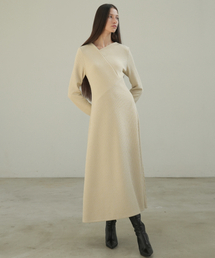 PAUL&ALICE（ポール&アリス）の「UNBALANCED JERSEY DRESS / LIGHT BEIGE（ワンピース）」