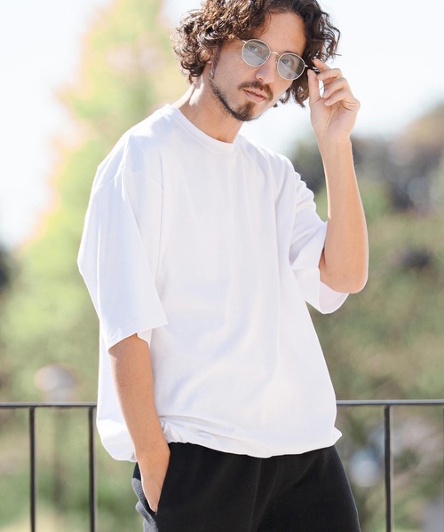 CAMBIO(カンビオ)の「mt10145- Span Fraise Drawstring Hem Tee オーバーサイズTシャツ(S60526cmb)(Tシャツ/カットソー・メンズ・ブラック/ホワイト/チャコール・S/M/L)」の1枚目の写真