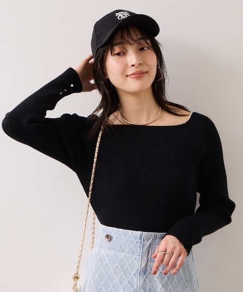 VIS（ビス）の「【美得プライス】スクエアネックニットプルオーバー（ニット/セーター・レディース・ブルー/オフホワイト/グレー/ブラック・FREE）」の8枚目の写真