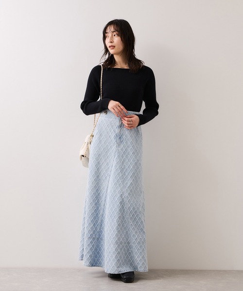 VIS（ビス）の「【美得プライス】スクエアネックニットプルオーバー（ニット/セーター・レディース・ブルー/オフホワイト/グレー/ブラック・FREE）」の10枚目の写真