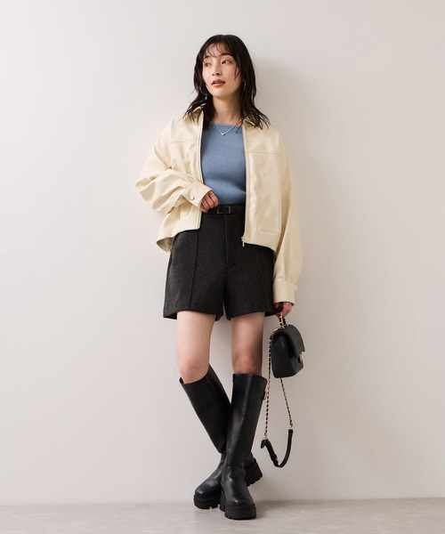 VIS（ビス）の「【美得プライス】スクエアネックニットプルオーバー（ニット/セーター・レディース・ブルー/オフホワイト/グレー/ブラック・FREE）」の11枚目の写真