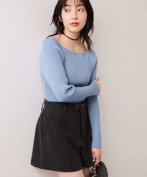 VIS（ビス）の「【美得プライス】スクエアネックニットプルオーバー（ニット/セーター・レディース・ブルー/オフホワイト/グレー/ブラック・FREE）」の15枚目の写真