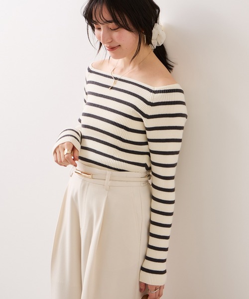 VIS（ビス）の「【美得プライス】スクエアネックニットプルオーバー（ニット/セーター・レディース・ブルー/オフホワイト/グレー/ブラック・FREE）」の18枚目の写真