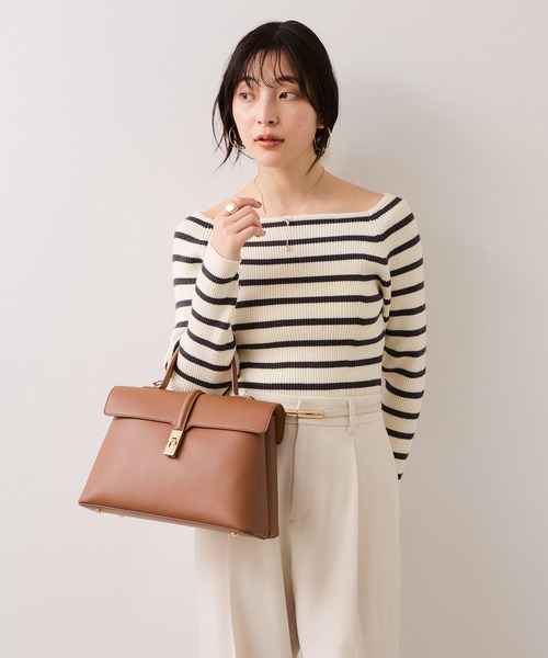 VIS（ビス）の「【美得プライス】スクエアネックニットプルオーバー（ニット/セーター・レディース・ブルー/オフホワイト/グレー/ブラック・FREE）」の20枚目の写真