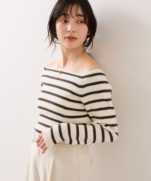 VIS（ビス）の「【美得プライス】スクエアネックニットプルオーバー（ニット/セーター・レディース・ブルー/オフホワイト/グレー/ブラック・FREE）」の21枚目の写真