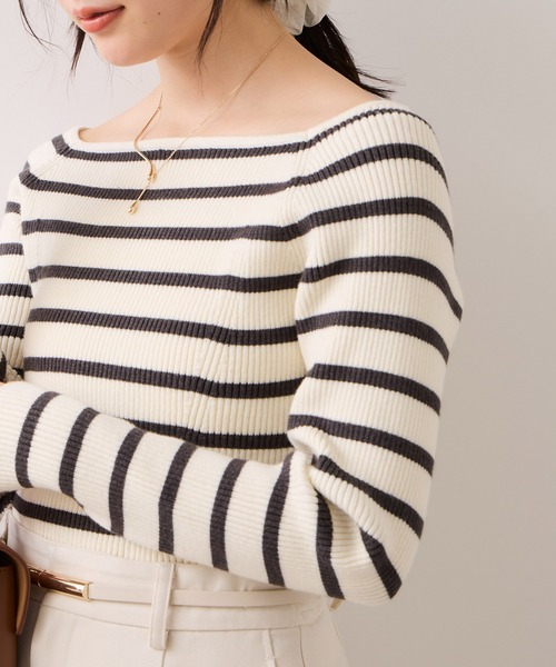 VIS（ビス）の「【美得プライス】スクエアネックニットプルオーバー（ニット/セーター・レディース・ブルー/オフホワイト/グレー/ブラック・FREE）」の22枚目の写真