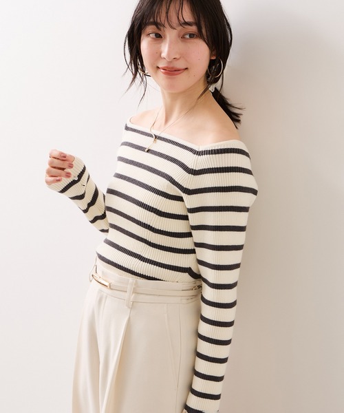 VIS（ビス）の「【美得プライス】スクエアネックニットプルオーバー（ニット/セーター・レディース・ブルー/オフホワイト/グレー/ブラック・FREE）」の19枚目の写真