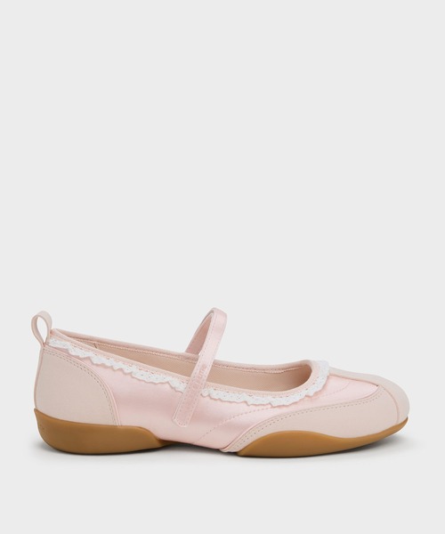 CHARLES & KEITH(チャールズ & キース)の「Louise ルーイレーストリムメリージェーンスニーカー(スニーカー・レディース・ライトピンク/シルバー・25.5cm/25cm/24.5cm/23.5cm/23cm/22.5cm)」の4枚目の写真