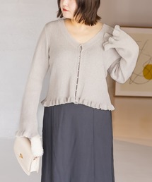 CLETTE（クレット）の「CLETTEオリジナルビジューボタンフリル使いニットカーディガン（カーディガン/ボレロ）」