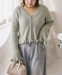 CLETTE（クレット）の「CLETTEオリジナルビジューボタンフリル使いニットカーディガン（カーディガン/ボレロ）」