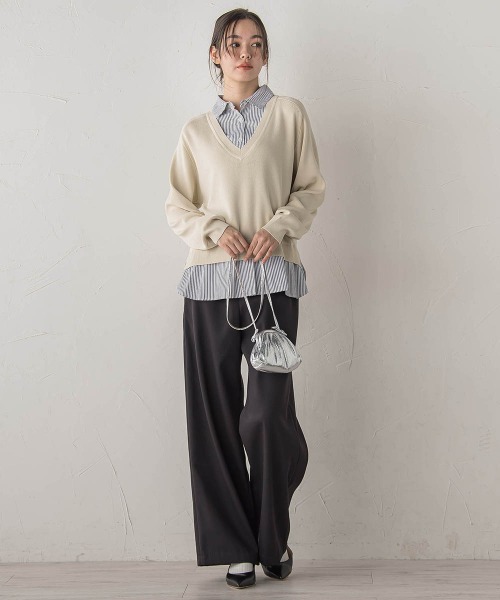 Droite lautreamont（ドロワットロートレアモン）の「裏起毛ボンディングパンツ≪手洗い可能≫（その他パンツ・レディース・チャコールグレー/ブラック・M/S）」の8枚目の写真