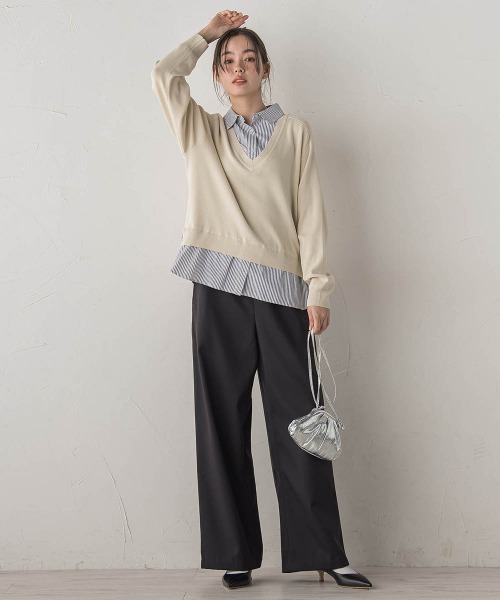 Droite lautreamont（ドロワットロートレアモン）の「裏起毛ボンディングパンツ≪手洗い可能≫（その他パンツ・レディース・チャコールグレー/ブラック・M/S）」の9枚目の写真