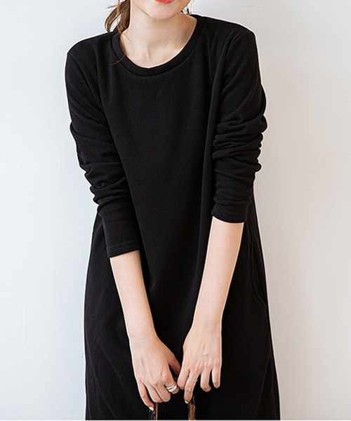 Dewlily(デューリリー)の「ゆるっと着るだけで季節の気分に馴染む ナチュラルフィット裏起毛ワンピース(ワンピース・レディース・カーキ/ブラック/ネイビー/ダークグレー/グレー・M/S)」の19枚目の写真