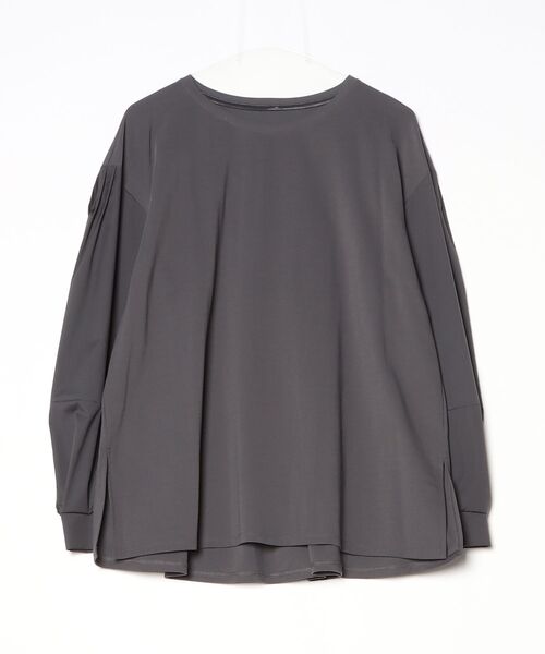 Gabardine K.T(ギャバジンケーティー)の「〔 +サイズ 〕 80ポンチ 袖パフカットソー(Tシャツ/カットソー・レディース・ホワイト/チャコール・13号/17号)」の2枚目の写真