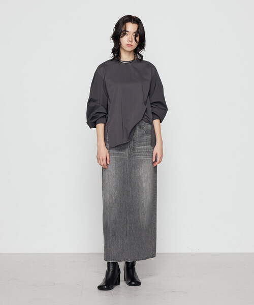 Gabardine K.T(ギャバジンケーティー)の「〔 +サイズ 〕 80ポンチ 袖パフカットソー(Tシャツ/カットソー・レディース・ホワイト/チャコール・13号/17号)」の11枚目の写真