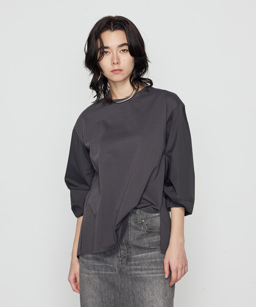 Gabardine K.T(ギャバジンケーティー)の「〔 +サイズ 〕 80ポンチ 袖パフカットソー(Tシャツ/カットソー・レディース・ホワイト/チャコール・13号/17号)」の13枚目の写真