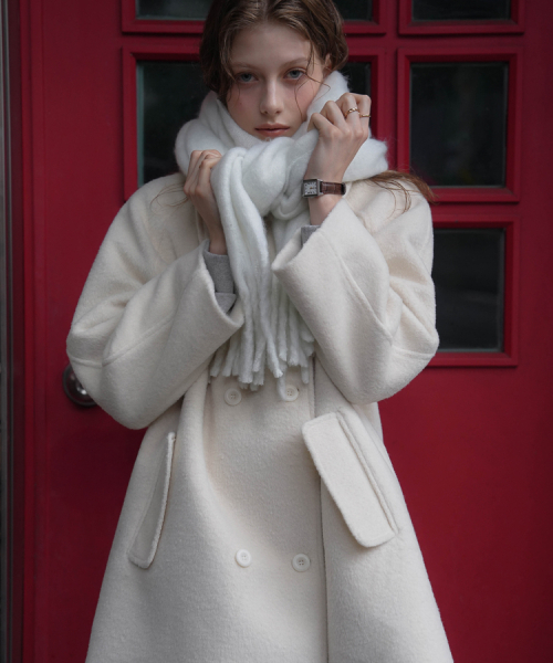 DEHEVE（デヘヴェ）の「Wool Double Half Coat [Ivory]（チェスターコート・レディース・アイボリー・FREE）」の2枚目の写真
