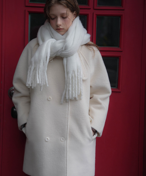DEHEVE（デヘヴェ）の「Wool Double Half Coat [Ivory]（チェスターコート・レディース・アイボリー・FREE）」の5枚目の写真