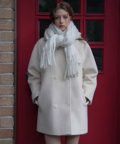 DEHEVE（デヘヴェ）の「Wool Double Half Coat [Ivory]（チェスターコート・レディース・アイボリー・FREE）」の6枚目の写真