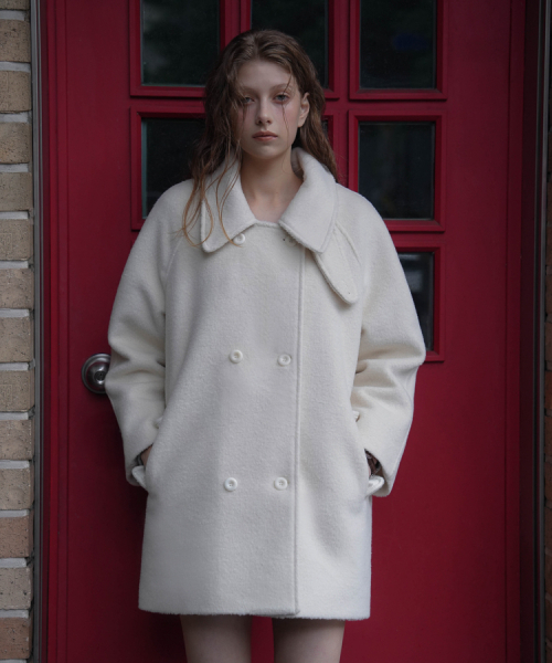 DEHEVE（デヘヴェ）の「Wool Double Half Coat [Ivory]（チェスターコート・レディース・アイボリー・FREE）」の7枚目の写真