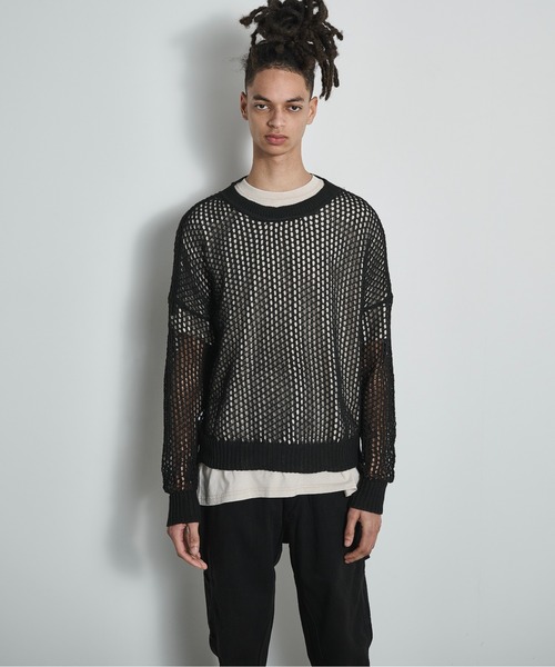 セール】Mesh Sheer Knit P/O / メッシュシアーニットプルオーバー