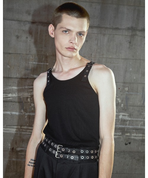 JOHN LAWRENCE SULLIVAN（ジョンローレンスサリバン）の「COTTON RIB STRAP TANK-TOP（Tシャツ/カットソー・メンズ・ブラック・SMALL/MEDIUM）」の2枚目の写真