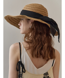 MAXZA（マージャコレクション）の「ビッグリボンワイドワイヤーラフィアフロッピーハット（キャップ）」