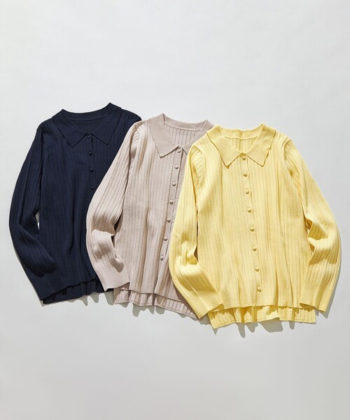 ANY SIS(エニィスィス)の「ポロカラーリブ ニット(ニット/セーター・レディース・ネイビー系/ライトイエロー系/ベージュ系・X-SMALL)」の17枚目の写真