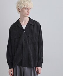 tk.TAKEO KIKUCHI | シアーストライプオープンカラーシャツ/とろみ/オーバーサイズ(シャツ/ブラウス)