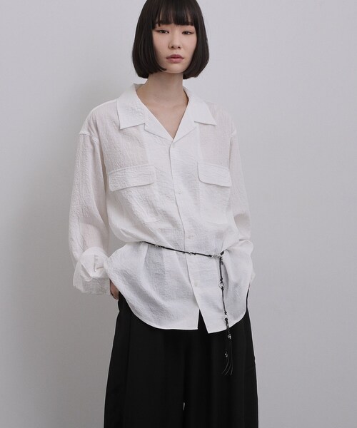 tk.TAKEO KIKUCHI（ティーケータケオキクチ）の「シアーストライプシャツ（シャツ/ブラウス・メンズ・ホワイト/ブラック・02/03）」の7枚目の写真